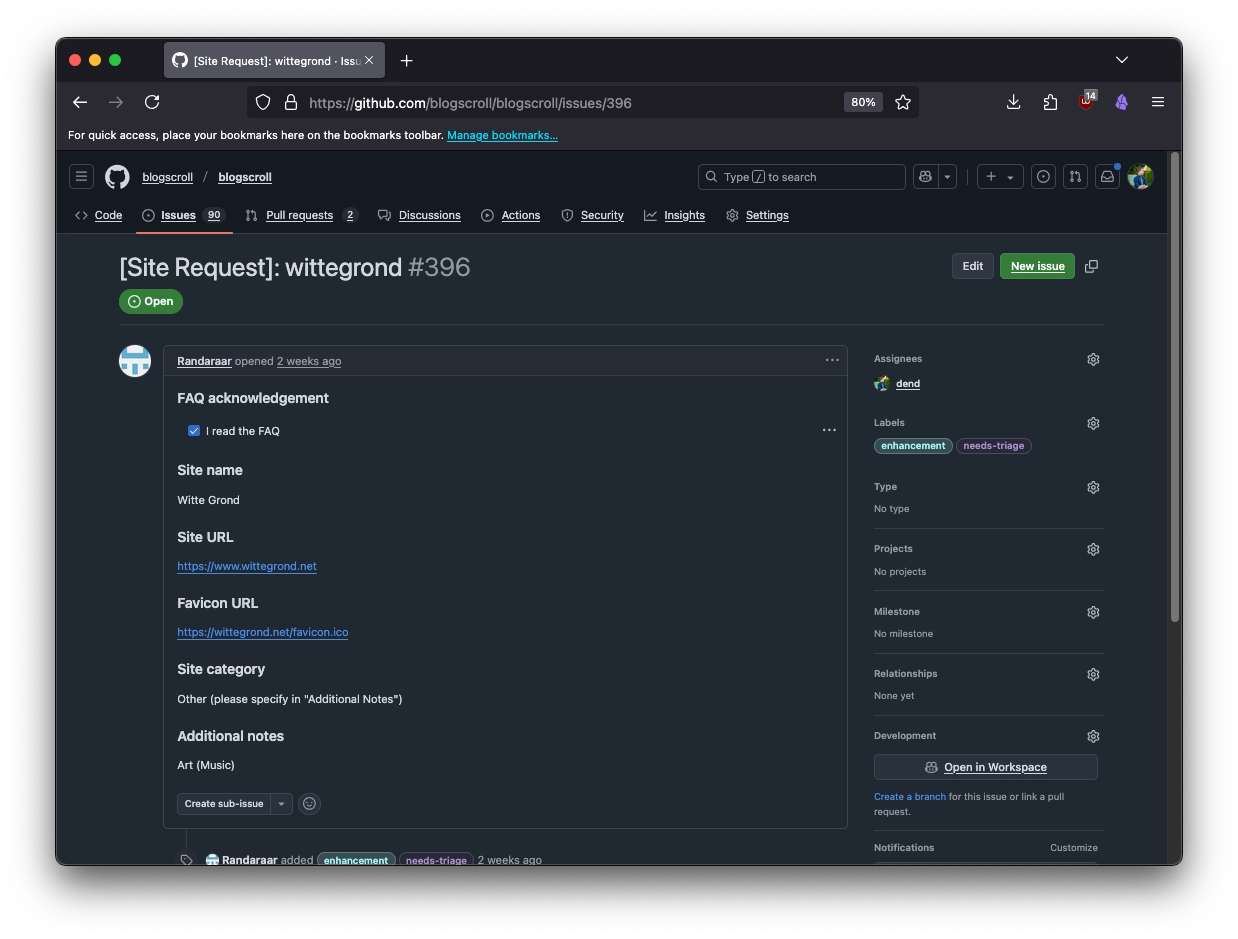 Example of a BlogScroll submission in the GitHub repository.